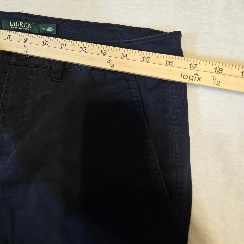 Lauren Ralph Lauren Womens Navy Blue Chino Bermuda Shorts Cotton Stretch 10 - Picture 3 of 8